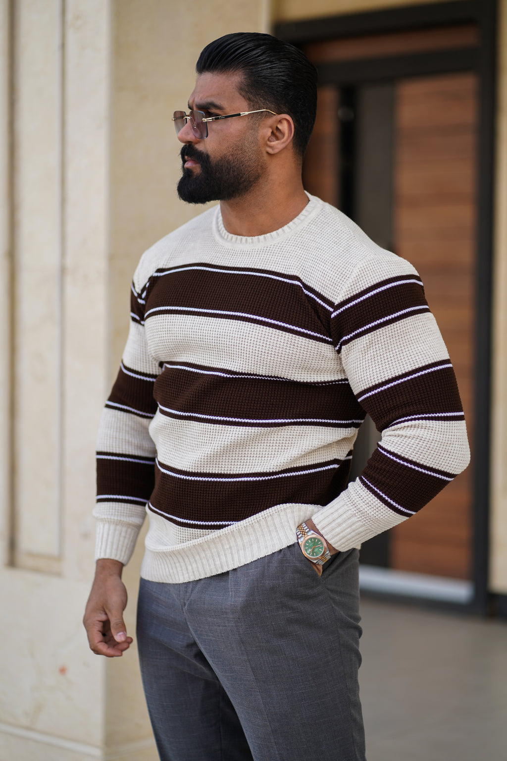 DAY ONE LONG SLEEVE WOOL STRIPED T-SHIRT - D1A107