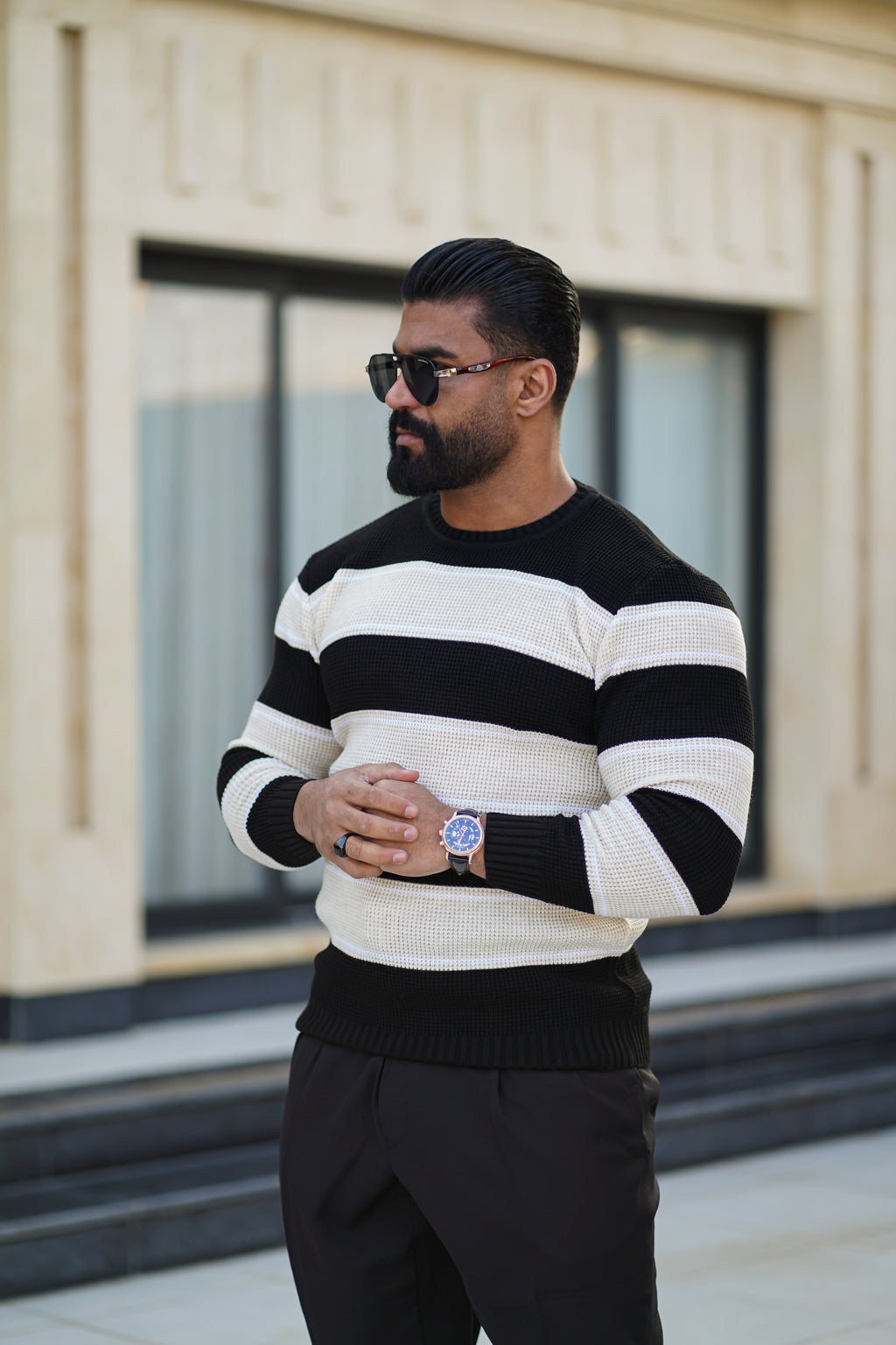 DAY ONE LONG SLEEVE WOOL STRIPED T-SHIRT - D1A107