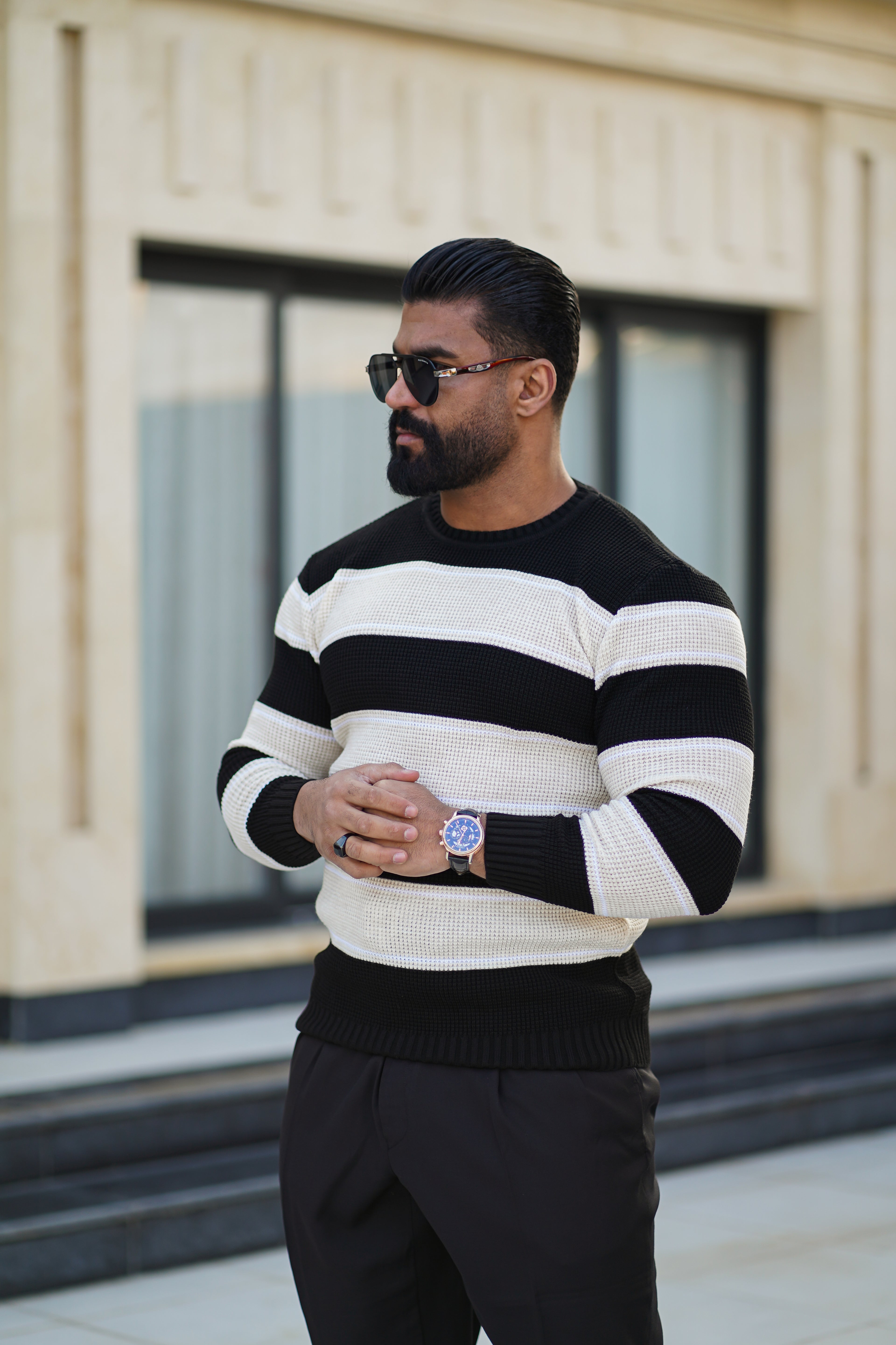 DAY ONE LONG SLEEVE WOOL STRIPED T-SHIRT - D1A107