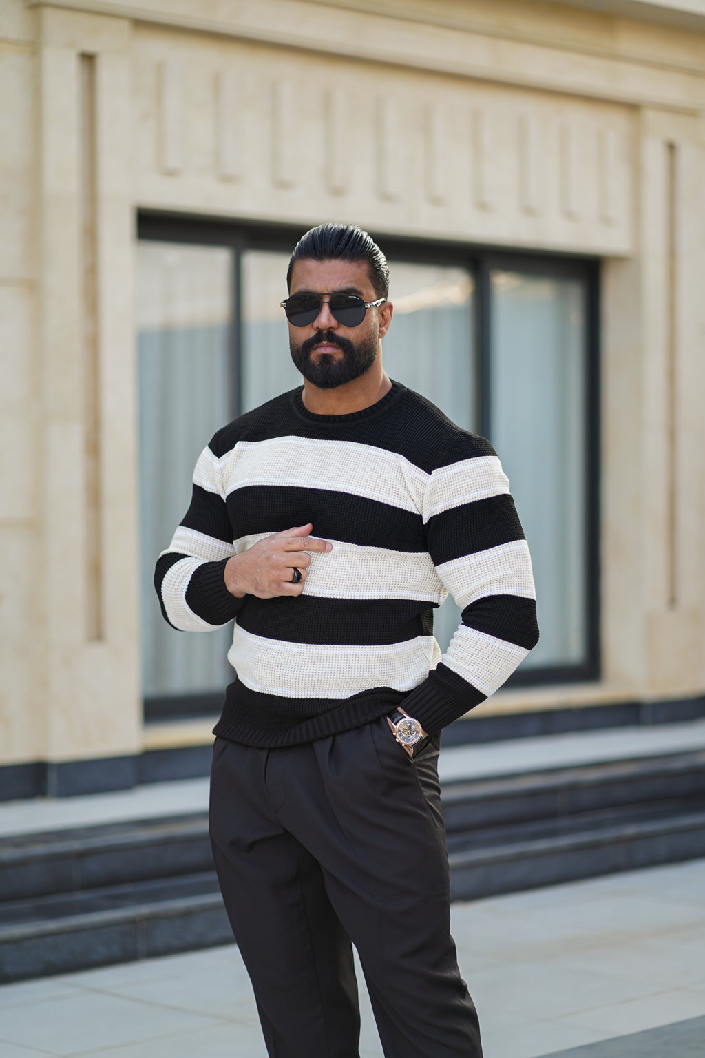 DAY ONE LONG SLEEVE WOOL STRIPED T-SHIRT - D1A107